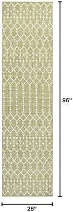 Eyely Moroccan Woven Runner Rug 2X8 Lt Green/Cream, Indoor Outdoor Rug - Image 2