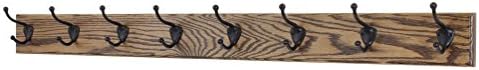Oak Coat Rack with Oil Rubbed Bronze Hat & Coat Style Hooks (Walnut, 52" x 3.5" with 10 Hooks) by PEG+AND+RAIL