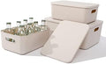Yishyfier Plastic Storage Baskets With Lid Organizing Container Lidded Knit Storage Organizer Bins for Shelves Drawers Desktop Closet Playroom Classroom Office (M+2S, Light grey) by Yishyfier