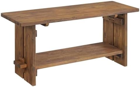 Alaterre Bethel Rustic Solid Wood Bench & Wall Mounted Coat Rack, Natural - Image 4