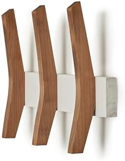 16-Inch Mid Century Coat Rack with 3 Wooden Hooks, Farmhouse Style Hookrail for Bedroom, Living Room, Hallway, and More, Solid Wood, 9.5" H x 16" W x 2.25" D, White and Walnut - Image 5