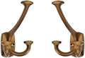Large Wall Double-Sided Hook 10 Pack Antique Brass Hook Decorative Heavy Duty Solid Large Coat Hooks for Towel Hanging Coats Robe Triple Coat Hook Three Prong Hook by cabinethardware