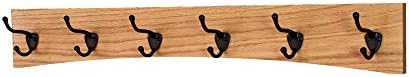 PegandRail Oak Curved Back Wall Mounted Coat Rack - Bronze Hooks - Made in The USA (Golden Oak, 30.5" x 4.5" - 6 Hooks) by PEG+AND+RAIL