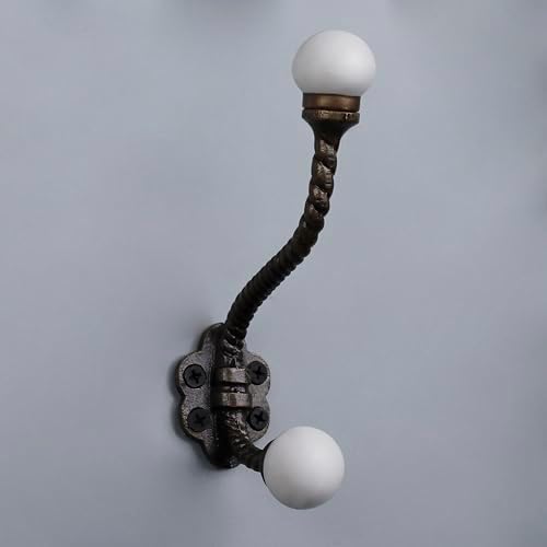Indian Shelf 6 Piece Ceramic, Iron Double Wall Hooks for Towel Bags & Coats - Image 4