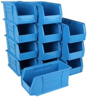 11" x 5.5" x 5" (12 Pack) Plastic Stackable Storage Bin, Hudson Blue by HudsonExchange