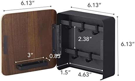 YAMAZAKI Home Rin Square Magnetic Key Cabinet - Wood Accented Keychain Organizer - Steel + Wood - Image 2