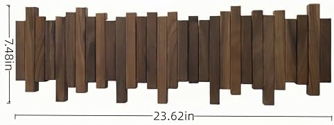 Hardwood Wall Mounted Piano Coat Rack| Flip Down Wall Hook Rack 6 Hooks|Heavy Duty Coat Hooks.Made of Black Walnut.Wall Art - Image 4