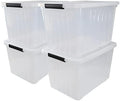 70 Qt Stackable Plastic Storage Bins with Lids, 4 Pack by Uumitty