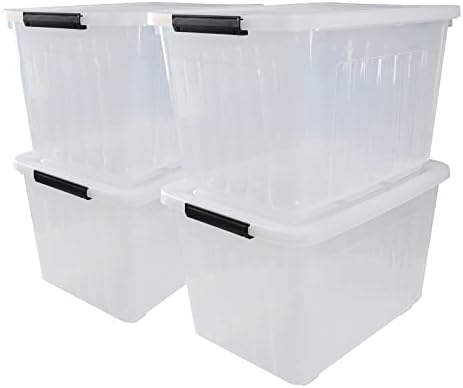 70 Qt Stackable Plastic Storage Bins with Lids, 4 Pack by Uumitty