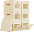 Homsorout Storage Bins with Lid – Closet Organizer with Side Opening and Clear Window, Foldable Stackable Fabric Basket for Clothes, Home, Office - 13.77" x 11.8" x 9.8", 6 Pack, Beige by Homsorout
