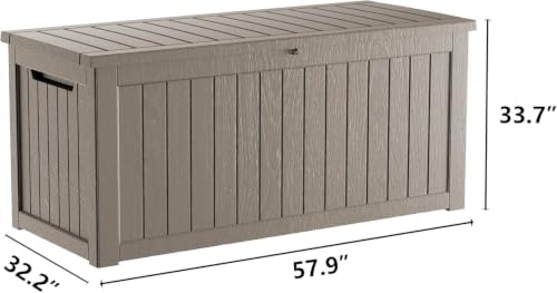 270 Gallon Resin Large Deck Box Organization and Storage Box for Patio, Outdoor Cushions, Garden Tools, Gray - Image 3