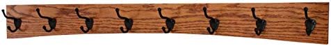Oak Curved Back Wall Mounted Coat Rack - Bronze Hooks - Made in The USA (Burnt Orange, 41" x 4.5" - 8 Hooks) by PEG+AND+RAIL