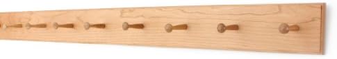 Cherry Shaker Peg Rack 4.5" Extra Wide (Natural, 46" x 4.5" with 8 pegs) by PEG+AND+RAIL