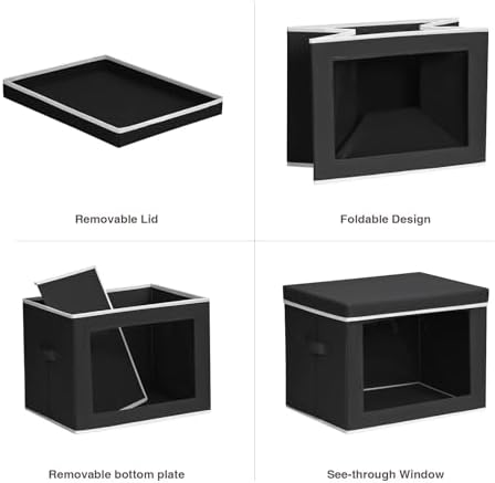 Homsorout Stackable Storage Bins with Lids - Large Decorative Basket with Lids, Fabric Foldable Closet Organizer Bins, Shelf Organizer for Living Room, Dorm, 5 Pack, Black - Image 7