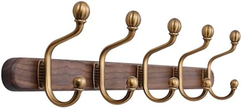 Coat Rack Wall Mount, 13.7 Vintage Coat Hooks on Wood by Vollumo