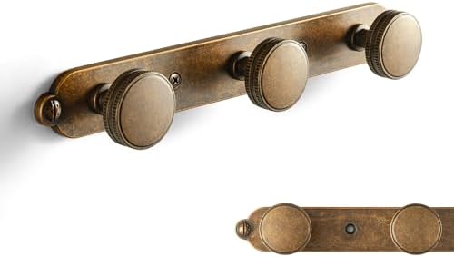 Goo-Ki 1 Pack Antique Brass Coat Rack Wall Mount Heavy Duty, Vintage Brass Towel Rack Zinc Alloy Coat Hooks Wall Mounted for Bag Hat Clothes Scarf by Home