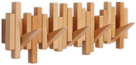 Coat Rack Wall Mount Piano Flip Down Wall Hook Rack 5 Hooks Beech by Acsigesn