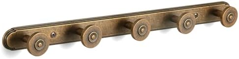 Coat Rack Wall Mounted, Antique Brass Zinc Alloy with 5 Hooks by Deuschwer