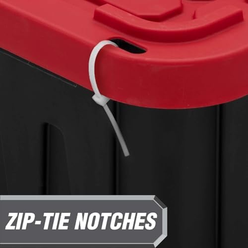 27 Gallon Heavy Duty Plastic Storage Bins with Lids, Black & Red (6) - Image 5
