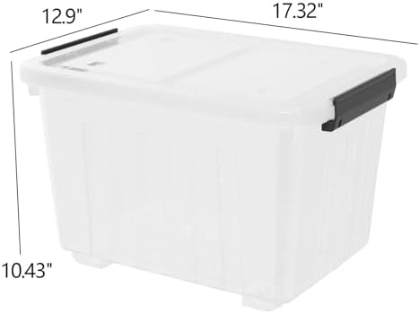 30 Quart Clear Storage Latch Bins, Large Plastic Storage Box with Wheels, 4 Packs - Image 3