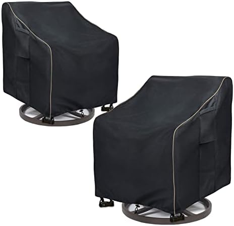 Outdoor Swivel Lounge Chair Cover 2 Pack,Waterproof Heavy Duty Patio Chair Covers,Patio Rocking Chair Covers for Outdoor Furniture,(30 W x 34 D x 38.5 H inches),Black by LSongSKY