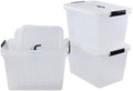 Wekioger 22 Quart Plastic Latching Container Box with Lid, Set of 4, Clear by Wekioger