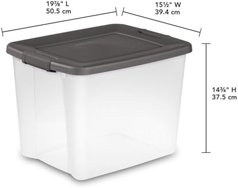 Sterilite 12-Pack 50 Quart ShelfTotes, Clear Plastic Storage Organizer Bins, Flat Gray Lid - Large Stackable Containers for Garage Shelves, Basement Room, Attic, and Home Organization - Image 4