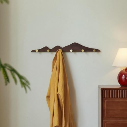 Wall Coat Rack, Walnut Wood, 6 Hooks - Image 4