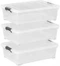 3 Pack 25 Qt Plastic Under Bed Storage Bin with Secure Lids by Buyitt
