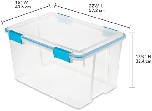 Sterilite 16-Pack Gasket Box, Weather-Resistant Storage Bins with Latching Lids, 54 Quart - Heavy-Duty Organizing Containers for Closet, Bathroom, and Office - Image 3