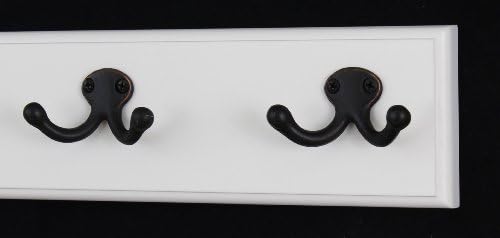 White Coat Rack with Aged Bronze Double Style Hooks (41" x 3.5" with 8 hooks) - Image 4