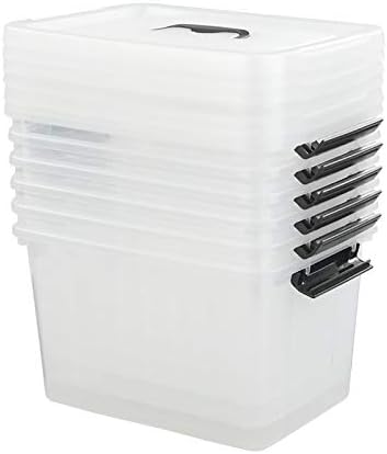 6-pack Latch Storage Boxes with Lids and Handles, Clear Plastic Box Bin, 10 Liters by Nesmilers