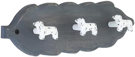 Charming Wall-Mounted Coat Rack with 3 Distressed White Dog Hooks – Grey Wooden Base, Decorative Hook Rail for Hats, Jackets, Keys & Bags – Stylish Entryway & Mudroom Organizer by TheWoodburyLane