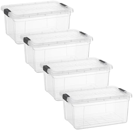 Superio 11 Quart Clear Plastic Storage Boxes with Lids, Stackable Organizer Containers, BPA-Free Storage Bins for Home, Office, School & Dorm, 4 Pack by Superio