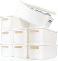 Yishyfier Plastic Storage Baskets With Lid Organizing Container Lidded Knit White Storage Organizer Bins for Shelves Drawers Desktop Playroom Classroom Office (8XS) by Yishyfier