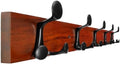 WEBI Coat Rack Wall Mount,30" Solid Wood Coat Hooks Wall Mounted Coat Hanger,16" Hole to Hole,Heavy Duty Hook Rack Rail,5 Triple Hooks for Hanging Coats,Jacket,Clothes,Hat,Backpack,Cherry by WEBI