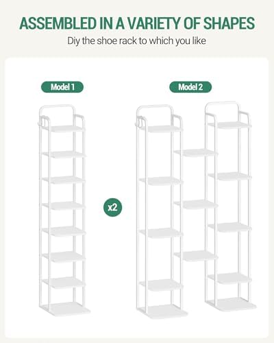 Hzuaneri 8 Tiers Vertical Shoe Rack, Tall Shoe Shelf with 2 Hooks - Image 5