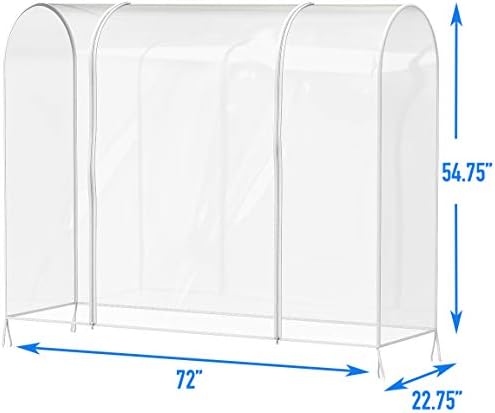 Simple Houseware Heavy Duty Clothing Garment Rack + Clear Garment Rack Cover (72''L x 54''H) - Image 3