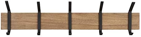 Kate and Laurel Rossmore Farmhouse 5-Hook Wall Hanging Coat Rack, Natural Rustic Wood, Modern Hanging Rack for Coats, Bags, Or Pots and Pans - Image 3