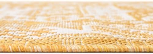 Rugs.com - Outdoor Aztec Rug – 5 Ft Octagon Yellow Indoor/Outdoor Rug – Washable, Stain-Resistant Flatweave for Patios, Decks, and Porches - Image 6