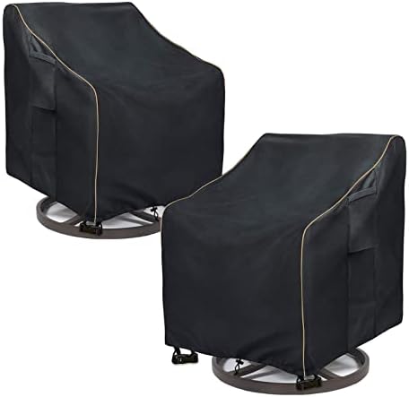 Outdoor Swivel Rocker Chair Cover 2 Pack,Patio Swivel Chair Covers For Outdoor Furniture,Rocking Chair Covers Waterproof (27.5W x 32.5D x 39H Inch)Black by LSongSKY