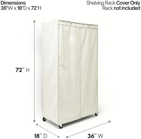 Formosa Covers | Storage Shelving Unit Cover for 36"Wx18"Dx72"H Wire Shelf Dustproof Your Garage, Kitchen, Outdoor, Office, Closet, Organization (NO SHELF) - Image 2