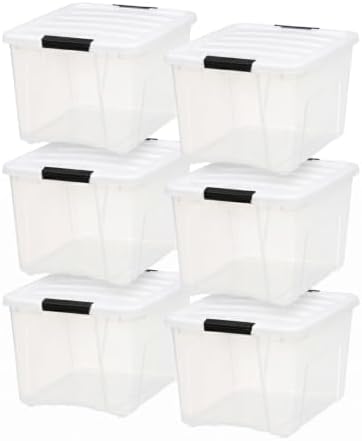 IRIS USA 40 Qt Storage Bins with Lids, 6 Pack, Clear/White - Image 7