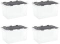 Superio Storage Bins with Lids, Clear Plastic Containers for Organizing, Stackable Totes, BPA Free, Odor Free, Organizer Boxes for Home, and Dorm, 35 Quart (4 Pack, 20.25"x14"x10.5") by Superio