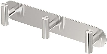 Gatco 1296 Latitude II 3 Hook Triple Robe Hook, Wall Mounted Hook for Bathroom Towels & Robes, 11 Inch W, Satin Nickel, Premium Brass by Gatco