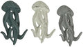 Zeckos Set of 3 Jellyfish Wall Hooks, 5 Inch Blue Gray White Cast Iron by Zeckos
