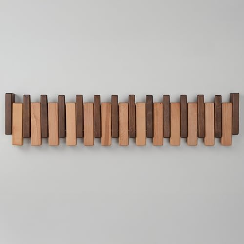 Beech Piano Key Coat Rack with 12 Flip Hooks by TexasBestGift