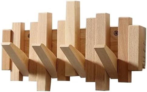 Wooden Coat Hooks Wood Wall Mounted Piano Coat Rack Flip Down Hook Rack Coat Rack Wall MountMulti Functional Space Saving Wall Organizer(Beech,28.8cm/11.4") by Unknown