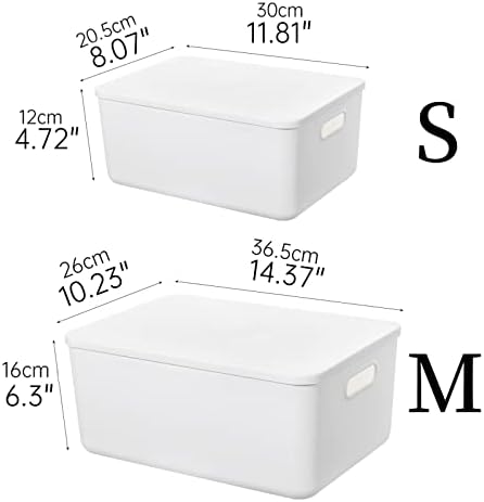 Yishyfier Plastic Storage Baskets Bins Boxes With Lids,Organizing Container White Storage Organizer Bins For Shelves Drawers Desktop Playroom Classroom Office,6-Pack(4M+2S) - Image 6