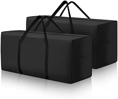 177 Gallon Outdoor Cushion Storage Bag 68 inch Extra Large Patio Furniture Cushion Storage Bag Waterproof Garden Cushion Storage Covers with Zipper and Handles Black (2 Pack, 68"L x 30"W x 20"H) by Uthem